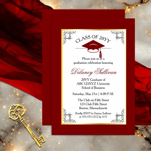 Invitation Élégant Formal Gold College Graduation Party