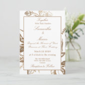 Invitation Élégant Formal Gold Faux Metal Floral Mariage (Debout devant)