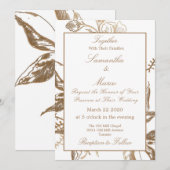 Invitation Élégant Formal Gold Faux Metal Floral Mariage (Devant / Derrière)