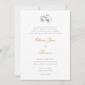 Invitation Élégant Formal Minimal Moderne Floral Mariage Or (Devant)
