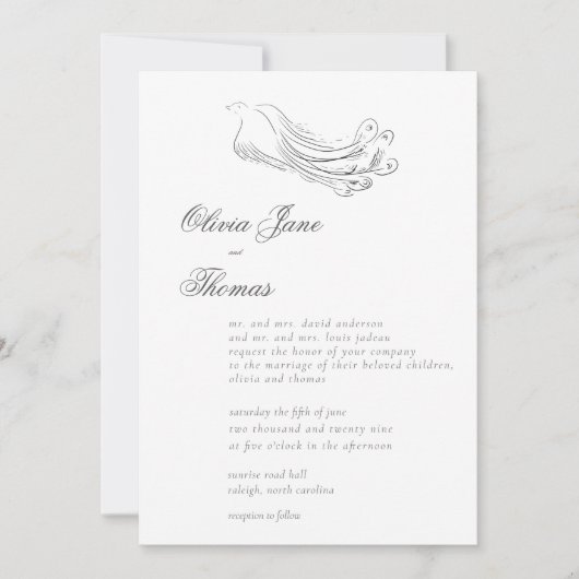 Invitation Élégant Formal Minimaliste Moderne Mariage Peacock (Devant)
