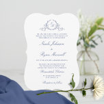 Invitation Elegant Formal Navy Monogram Wedding<br><div class="desc">Delight family and guests with this elegant navy blue Wedding invitation featuring delicate hand drawn leafy botanical monogram personalized with couples initials. Handwritten calligraphy details. Simple, sleek and stylish design. Elegant design with parents names. Several card shapes to choose from. Part of our "Navy Watercolor Botanical Monogram" Collection with a...</div>