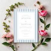 Invitation Elegant Formal Powder Blue Stripes Wedding