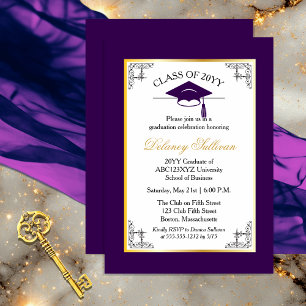 Invitation Élégant Formal Purple College Graduation Party