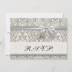 Invitation élégant formel brocart de dentelle en damas blanc