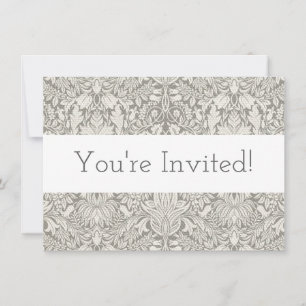 Invitation élégant formel brocart en dentelle de damas blanc