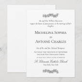 Invitation Élégant Formel Noir et Blanc | Mariage (Devant / Derrière)