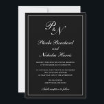 Invitation Élégant Formel Traditionnel Monogramme Mariage noi<br><div class="desc">Faire-part de mariage noir de style traditionnel avec un design simple et classique avec vos deux monogrammes initiaux et vos noms dans une calligraphie élégante à l'intérieur d'une mince bordure. Tous les éléments de conception peuvent être modifiés dans l'outil d'édition de conception. Ces invitations de mariage élégantes sont parfaites pour...</div>