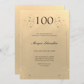 Invitation Elégant Frame Gold 100e anniversaire (Devant / Derrière)