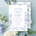Invitation Élégant Français Vintage bleu Mariage floral<br><div class="desc">Description du produit - Elégant Faire-part de mariage Floral Vintage Français Delicate, raffiné et sans effort intemporel - cet élégant faire-part de mariage floral bleu apporte le charme de la toile française vintage à votre célébration. Inspiré par la porcelaine délicieuse et les jardins romantiques, ce design présente des lignes florales...</div>