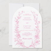 Invitation Elegant French Pink Toile Floral Wedding  (Devant)