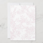Invitation Elegant French Pink Toile Floral Wedding  (Dos)