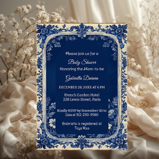 Invitation Elegant French Toile Parisian Poetic Baby Shower