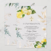 Invitation Élégant Fruits de citron Or Floral Girl Confirmati (Devant / Derrière)