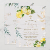 Invitation Élégant Fruits de citron Or Floral Girlly Christen (Devant / Derrière)