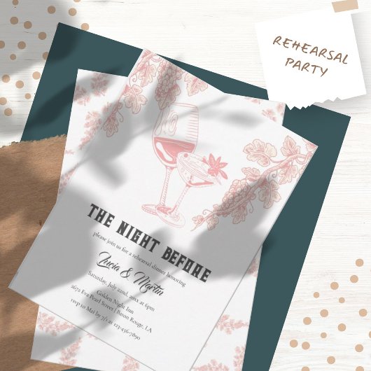 Invitation Élégant Fruits de raisin Dîner de répétition Champ