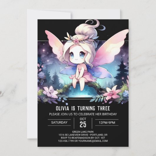 Invitation Elégant Fun Fairy Anniversaire (Devant)