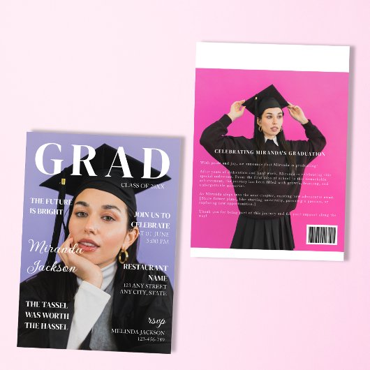 Invitation Élégant Fun Modern 2025 Graduation Magazine