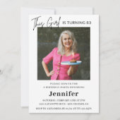 Invitation Elégant Fun Pink Photo 83e anniversaire (Devant)