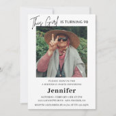 Invitation Élégant Fun Pink Photo 98e anniversaire (Devant)