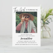 Invitation Élégant Fun Pink Photo 98e anniversaire (Debout devant)