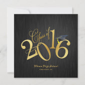 Invitation Elégant Funky Gold Class de 2016 Graduation (Devant)