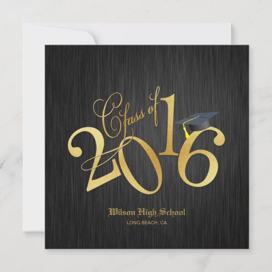Invitation Elégant Funky Gold Class de 2016 Graduation (Devant)