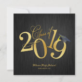 Invitation Elégant Funky Gold Class de 2019 Graduation (Devant)