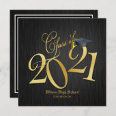 Invitation Elegant Funky Gold Class of 2021 Graduation (Devant / Derrière)