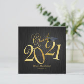 Invitation Elegant Funky Gold Class of 2021 Graduation (Debout devant)