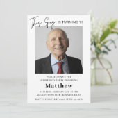 Invitation Elegant Funny Men Photo 93e anniversaire (Debout devant)