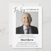 Invitation Elegant Funny Men Photo 99e anniversaire (Devant)