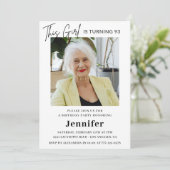 Invitation Elégant Funny Pink Photo 93e anniversaire (Debout devant)