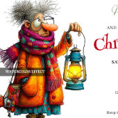 Invitation Elegant Funny Woman Comic Christmas Editable