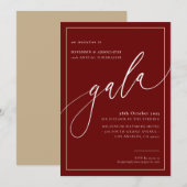 Invitation ELEGANT GALA calligraphie chic marron formel (Devant / Derrière)