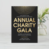 Invitation Elégant Gala Corporate Photo Black Faux Gold (Debout devant)