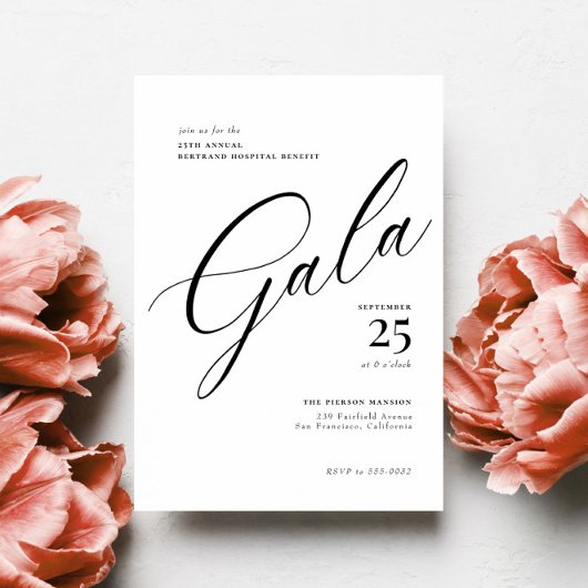 Invitation Élégant Gala de calligraphie de Cravate noire d'en