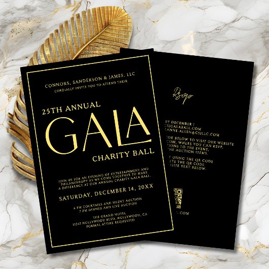 Invitation Élégant Gala événement Charity collecte de fonds B