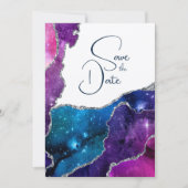 Invitation Elégant Galaxy Agate Mariage en argent Enregistrer (Devant)