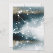 Invitation Élégant Galaxy Blue Gold Stars Mariage (Dos)