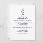 Invitation Élégant garçon bleu marine Première communion (Devant)