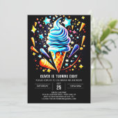 Invitation Elegant Garçons Digital Boy Crème de glace Anniver (Debout devant)
