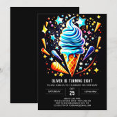 Invitation Elegant Garçons Digital Boy Crème de glace Anniver (Devant / Derrière)