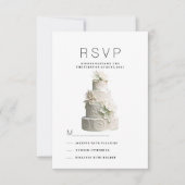 Invitation Elégant gâteau à fleurs vert menthe blanc RSVP (Devant)