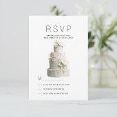 Invitation Elégant gâteau à fleurs vert menthe blanc RSVP (Debout devant)