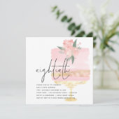 Invitation Elégant gâteau d'anniversaire rose 80e fête (Debout devant)