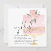 Invitation Elégant gâteau d'anniversaire rose 80e fête (Devant)