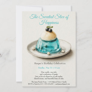 Invitation Elégant gâteau d'aquarelle bleu Anniversaire Invit