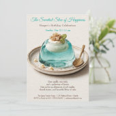 Invitation Elégant gâteau d'aquarelle bleu Anniversaire Invit (Debout devant)