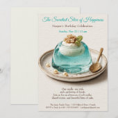 Invitation Elégant gâteau d'aquarelle bleu Anniversaire Invit (Devant / Derrière)